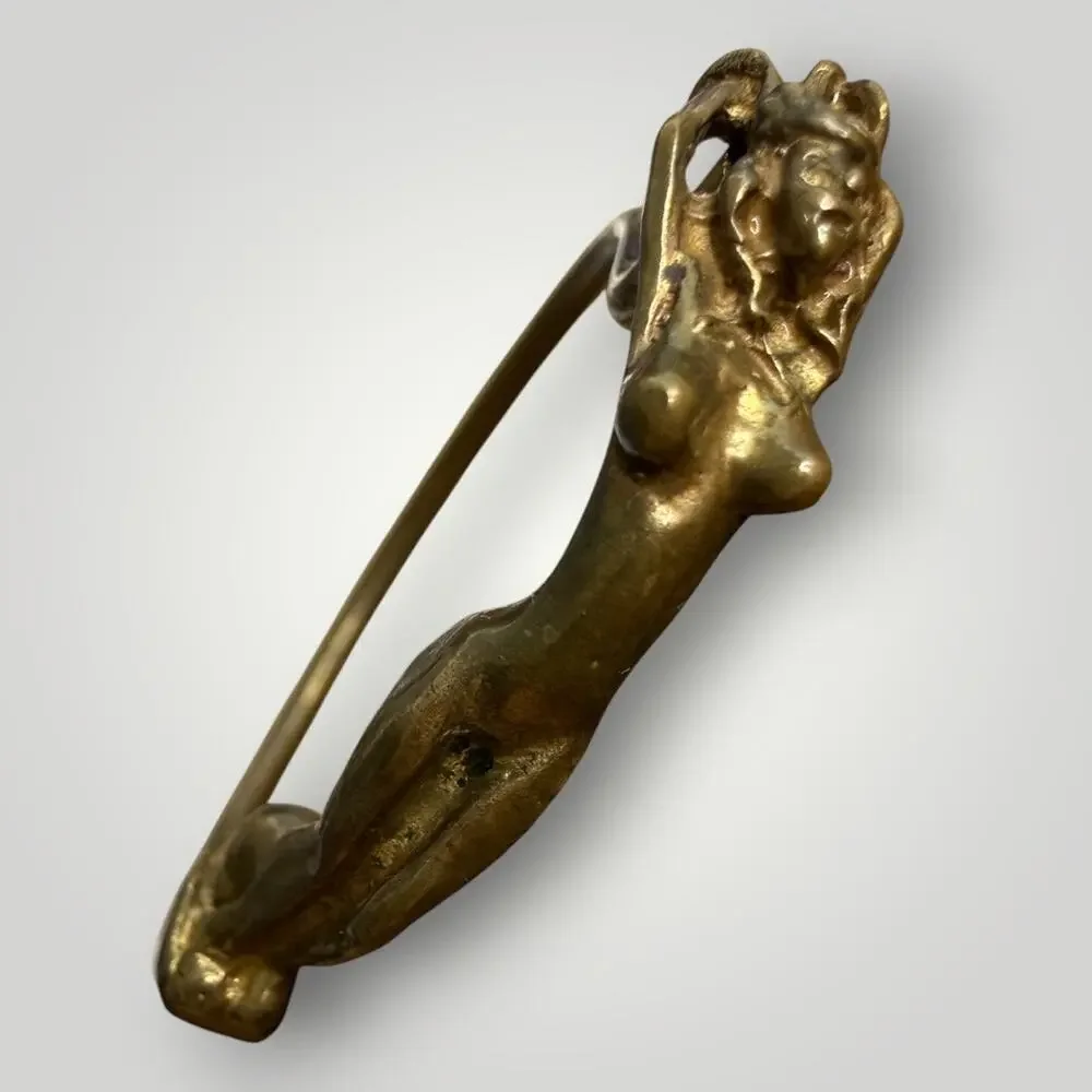 Rare Christopher M Jupp Brass Key Ring Handwrought Nude Woman 1985